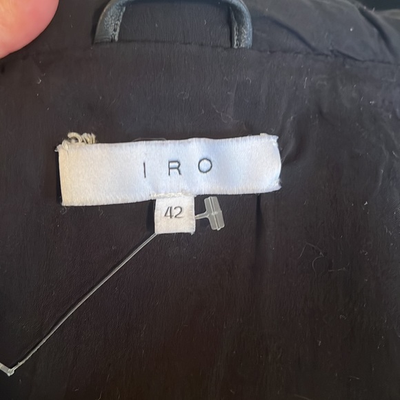 - IRO Women’s Riley Black leather jacket with sequin insert Size 42 - Picture 9 of 11